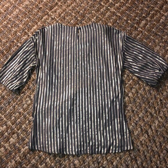 Eva Franco Marin Short Sleeve Striped Blouse - Sz 0 - Picture 13 of 15